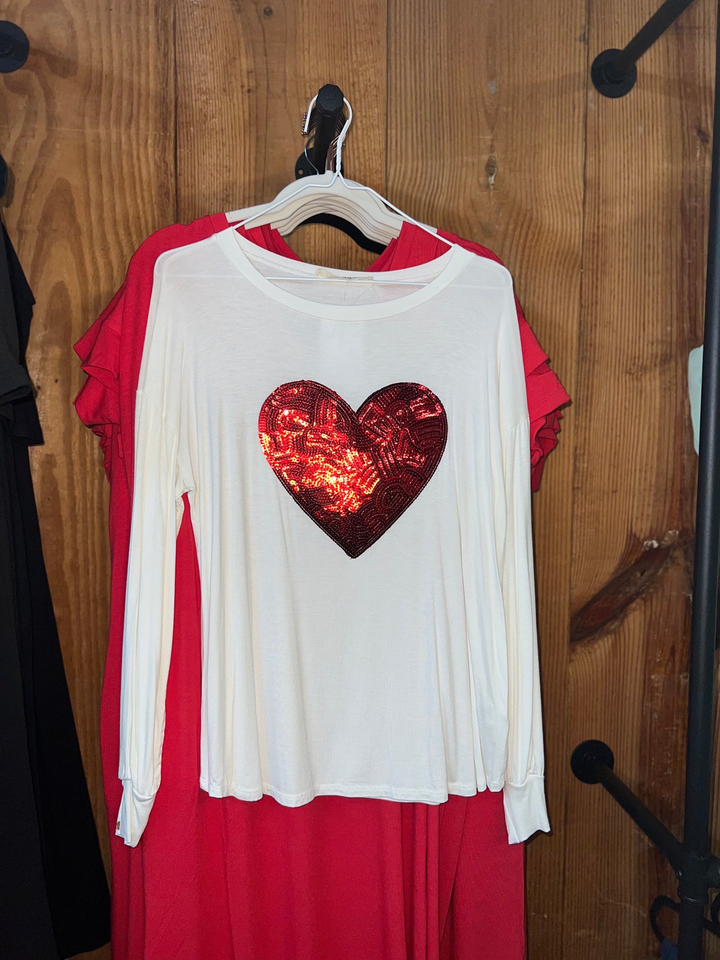 HEART SEQUINS SHIRT