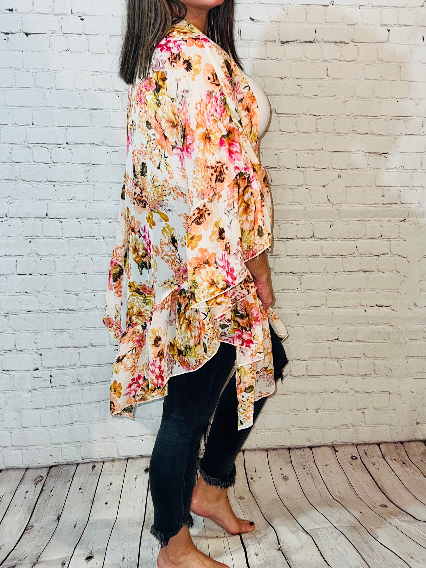 Floral Ruffled Kimono