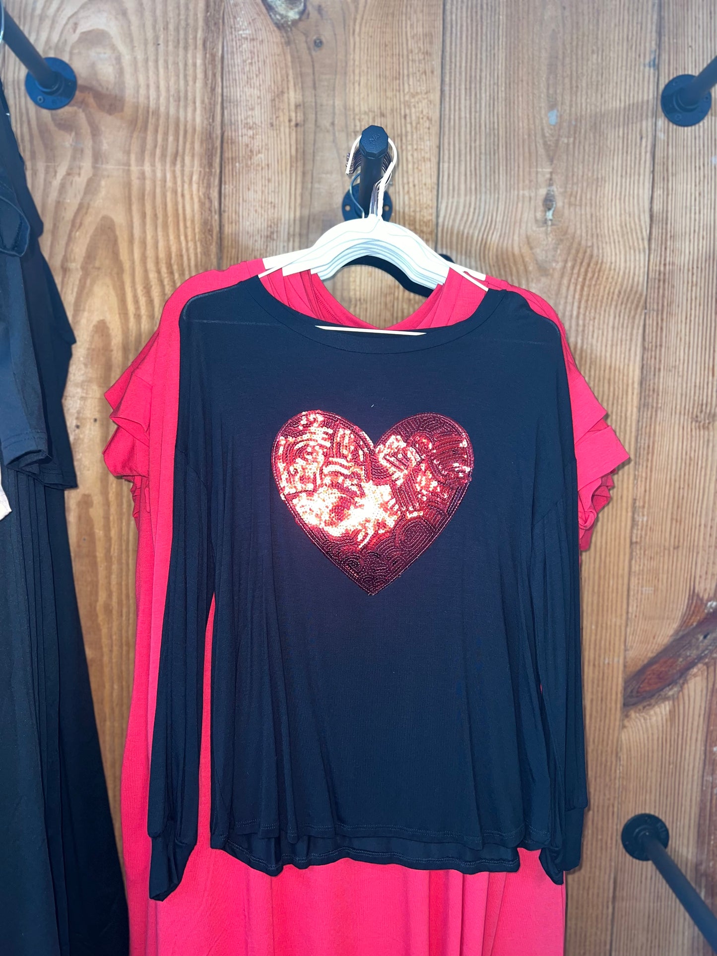 HEART SEQUINS SHIRT